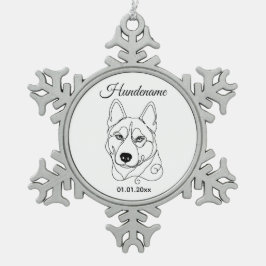 Personalisierter Husky Christbaumschmuck スノーフレークピューターオーナメント