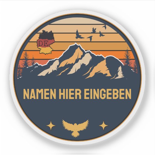 Personalisierter Ortsname Deutschland Runddesign シール (正面)