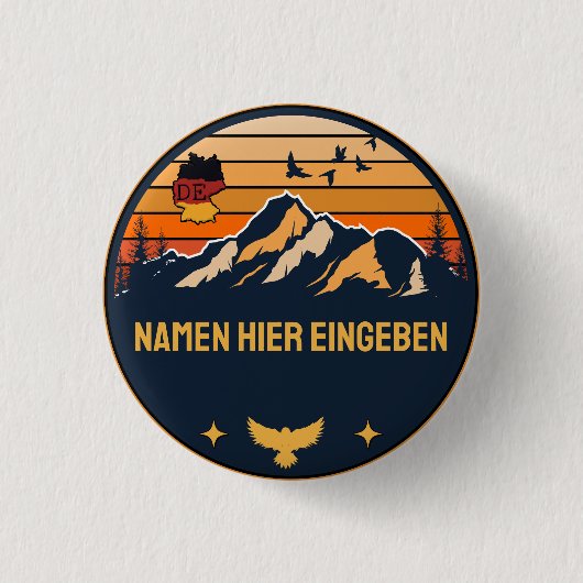 Personalisierter Ortsname Deutschland Runddesign 缶バッジ (正面)