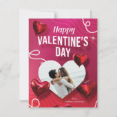 Personaliz Happy Valentine's Photo Balloonハート シーズンカード (正面)