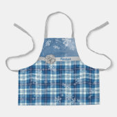 Personaliza Navidad Elegante Cuadriculado Azul  エプロン (正面)