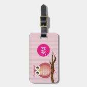 Personalizableのかわいくガーリーなフクロウ|の荷物のラベル ラゲッジタグ (正面縦)