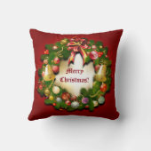 Personalizableのクリスマスのリース クッション (裏面)