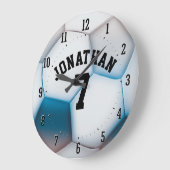 Personalizableのサッカー|のフットボールのスポーツのギフト ラージ壁時計 (傾斜)