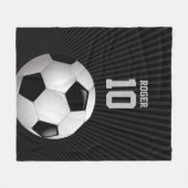 Personalizableのサッカー|のフットボール選手 フリースブランケット (正面(横))