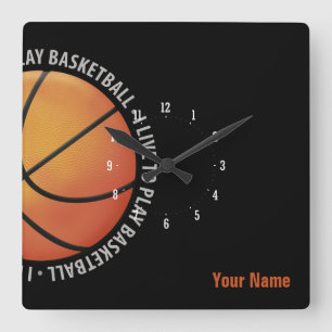 Personalizableのバスケットボール のスポーツのギフト スクエア壁時計