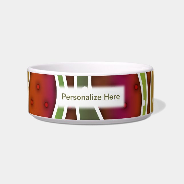 Personalizableの秋のストライプな軽食かペットボウル ボウル (正面)