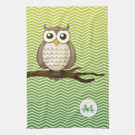 Personalizableの賢いフクロウ| KitchenTowel キッチンタオル (縦)
