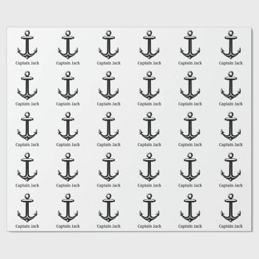 Personalizableの黒く航海のないかり ラッピングペーパー (フラット)