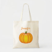Personalizable名前と秋Pumpkinイラストレーション トートバッグ (正面)