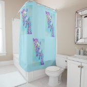 personalizable水および紫色のキリン シャワーカーテン (インサイチュ)