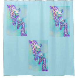 personalizable水および紫色のキリン シャワーカーテン