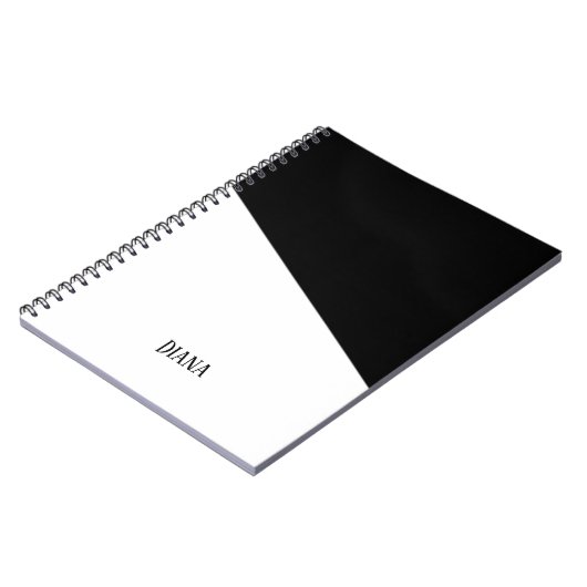 Personalizable白黒抽象芸術対角線 ノートブック (左側)