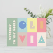 Personalizable 6文字のベビーガール名welcome シーズンカード (スタンド正面)