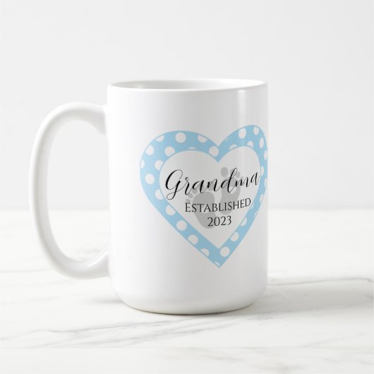 Personalizable Baby Shower White水玉模様on Blue コーヒーマグカップ (左)