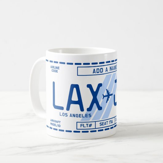 Personalizable Boarding Pass Mug for Travel Fans コーヒーマグカップ (正面左)
