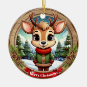 Personalizable cute reindeer character Art 🦌🎄 セラミックオーナメント (正面)