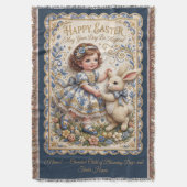 Personalizable  Easter Bunny Baby Blanket スローブランケット (正面縦)