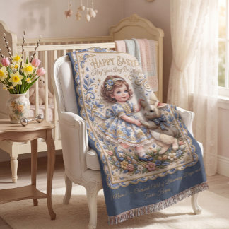 Personalizable  Easter Bunny Baby Blanket スローブランケット