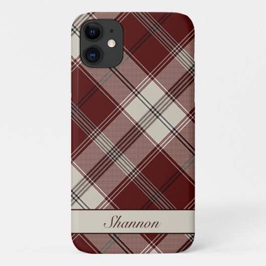Personalizable Red & Tan Plaid Case-Mate iPhoneケース (裏面)