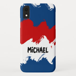 Personalizable Red、White、およびBlueのカッコいいストライプ iPhone XRケース