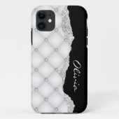Personalizable Siver Diamond フェイク Cristals Quilted Case-Mate iPhoneケース (裏面)