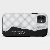 Personalizable Siver Diamond フェイク Cristals Quilted Case-Mate iPhoneケース (裏面(横))