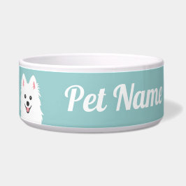 Personalizable Smiling Spitz Dog /ポメラニア犬 ボウル