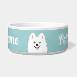 Personalizable Smiling Spitz Dog /ポメラニア犬 ボウル