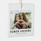 Personalizable Sober Sisters 最高の Friendsクリスマス セラミックオーナメント (右)