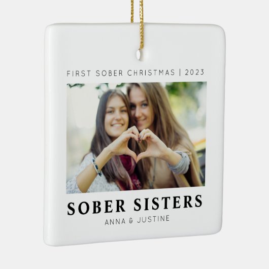 Personalizable Sober Sisters 最高の Friendsクリスマス セラミックオーナメント (右)