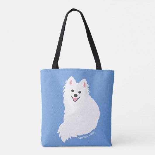 Personalizable - Spitz Inside Dog Tote Bag Blue トートバッグ (裏面)