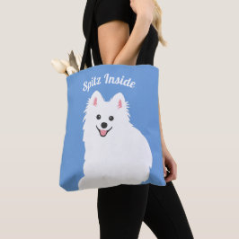 Personalizable - Spitz Inside Dog Tote Bag Blue トートバッグ
