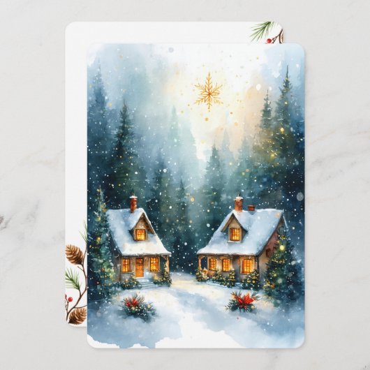 Personalizable Vintage  Flat Holiday Card  シーズンカード (正面/裏面)