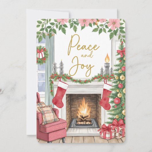 Personalizable Vintage  Flat Holiday Card  シーズンカード (正面)