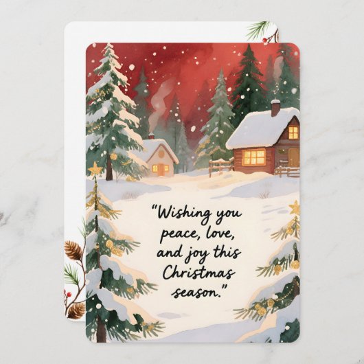 Personalizable Vintage  Flat Holiday Card  シーズンカード (正面/裏面)