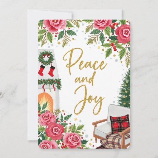 Personalizable Vintage  Flat Holiday Card  シーズンカード (正面)
