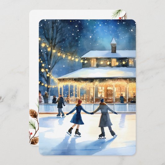 Personalizable Vintage  Flat Holiday Card  シーズンカード (正面/裏面)