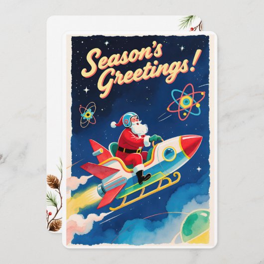 Personalizable Vintage  Flat Holiday Card  シーズンカード (正面/裏面)