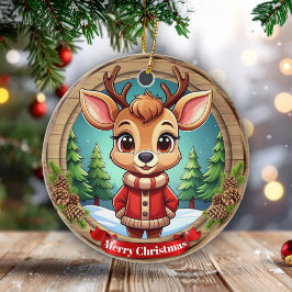 Personalizable Wildlife Winter Animal Holiday 🦌🎄 セラミックオーナメント