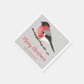 Personalizable Winter Bird & Merry Christmas文字 スタンダードカクテルナプキン (角)