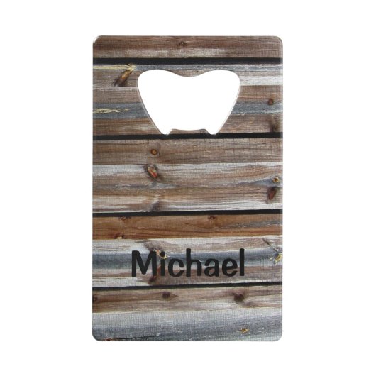 Personalizable Woodテクスチャ クレジットカード栓抜き (正面)
