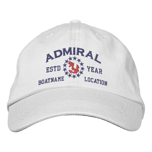 Personalizable YEAR and Names Admiral Yacht Flag 刺繍入りキャップ (正面)