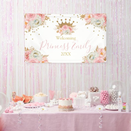 Personalizado de Banners Princesa Floral Rosa y Go 横断幕 (パーティー)