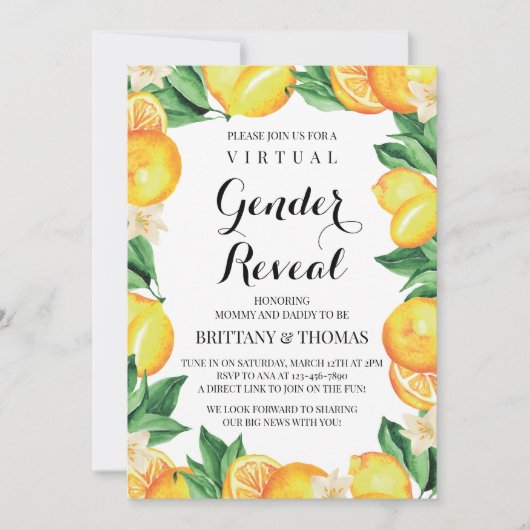 Personalizado de invitación a revelar género de lé 招待状 (正面)