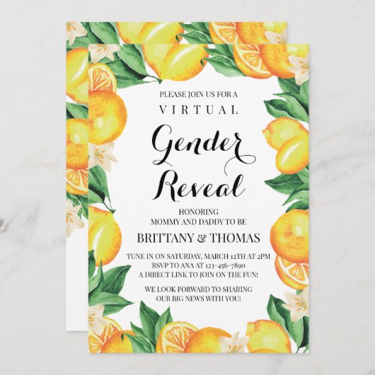 Personalizado de invitación a revelar género de lé 招待状 (正面/裏面)