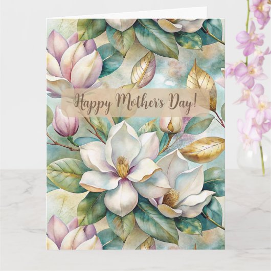 Personalizaed Elegant Magnolia Flowers カード (蘭)