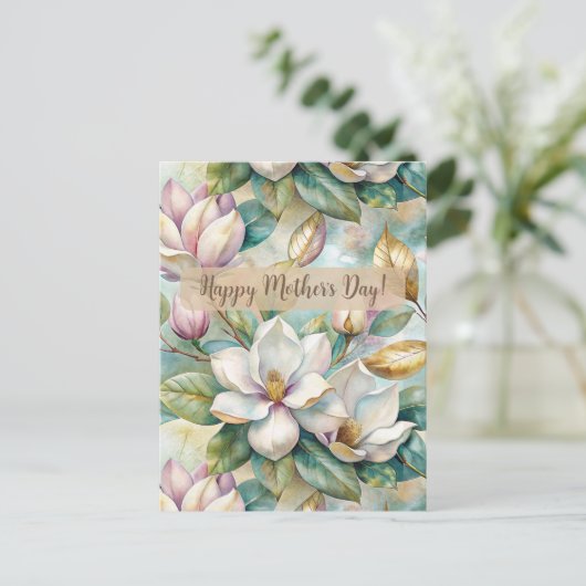 Personalizaed Elegant Magnolia Flowers シーズンポストカード (スタンド正面)