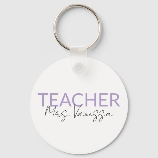 Personalization Teacher Name keychain, Retro Teach キーホルダー (正面)