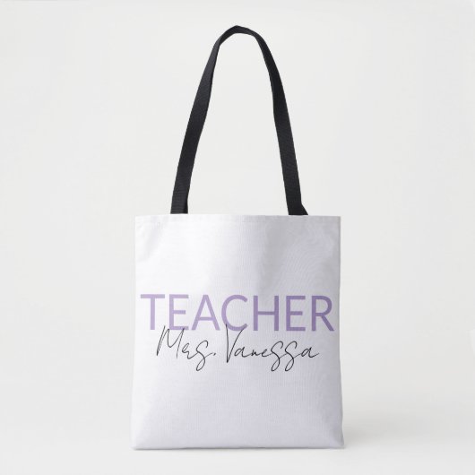 Personalization Teacher Name Tote Bag, Retro Teach トートバッグ (正面)